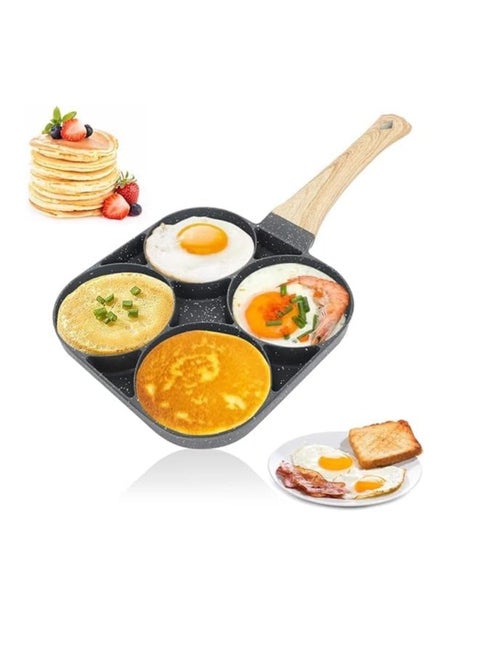 granite fried egg, pancake, omelet and burger pan suitable for gas and induction stoves with 4 slots for preparing different breakfast meals