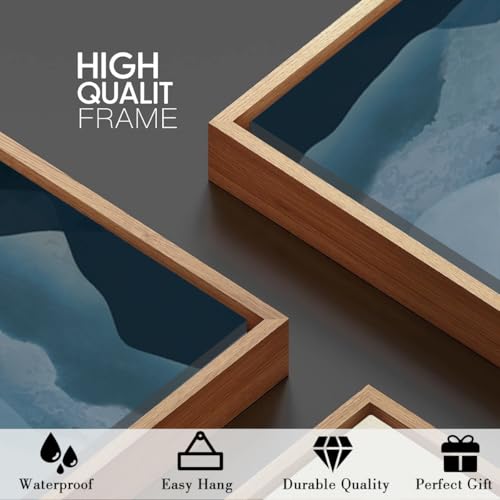 BINCUE Framed Blue Mountain Wall Decor Fog Blue Ridge Mountains Wall Art 16x24 Inches Minimalist Landscape Paintings Framed Mountains Wall Art Decor Simple Landscape Artwork for Living Room Bedroom Office Set of 3 - Image 4