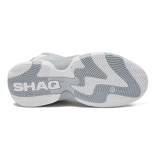SHAQ Devastator 2.0 High Top Basketball Shoes for Men, Indoor or Outdoor Court Basketball Mens Sneakers - Black, White, Green or Blue Size 8 to 13 - White/Light Grey, 10 Medium - Image 5