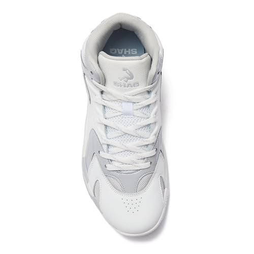SHAQ Devastator 2.0 High Top Basketball Shoes for Men, Indoor or Outdoor Court Basketball Mens Sneakers - Black, White, Green or Blue Size 8 to 13 - White/Light Grey, 10 Medium - Image 4