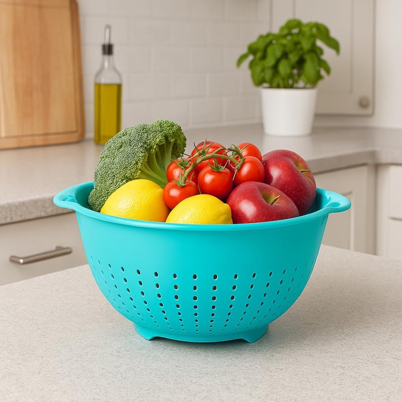 BS B&S Fruit & Vegetables Plastic Colander – Large Round Strainer Bowl with Handles for Kitchen Washing & Draining – BPA-Free, Lightweight & Durable Kitchen Accessory - Image 1