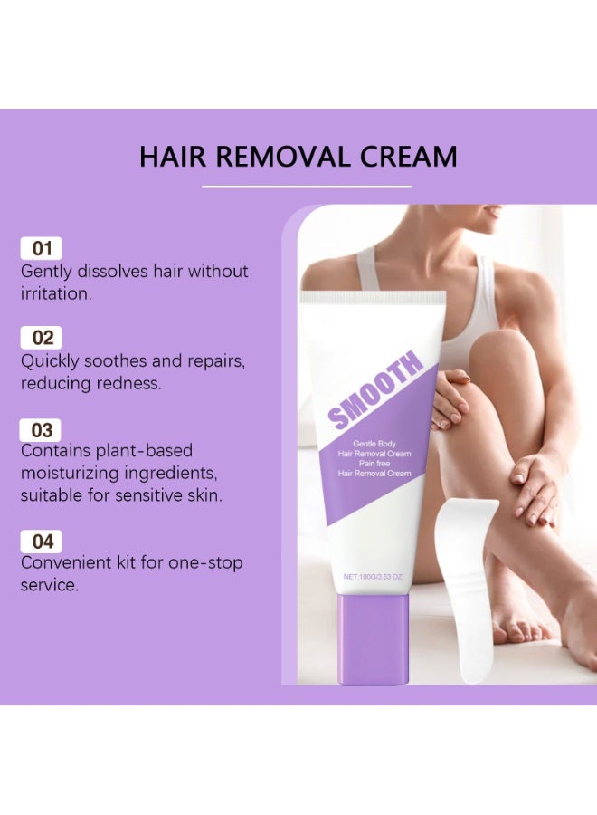 Smooth Gentle and Painless Hair Removal Cream 100g | Moisturizing and Hydrating, Suitable for the Whole Body. - Image 4