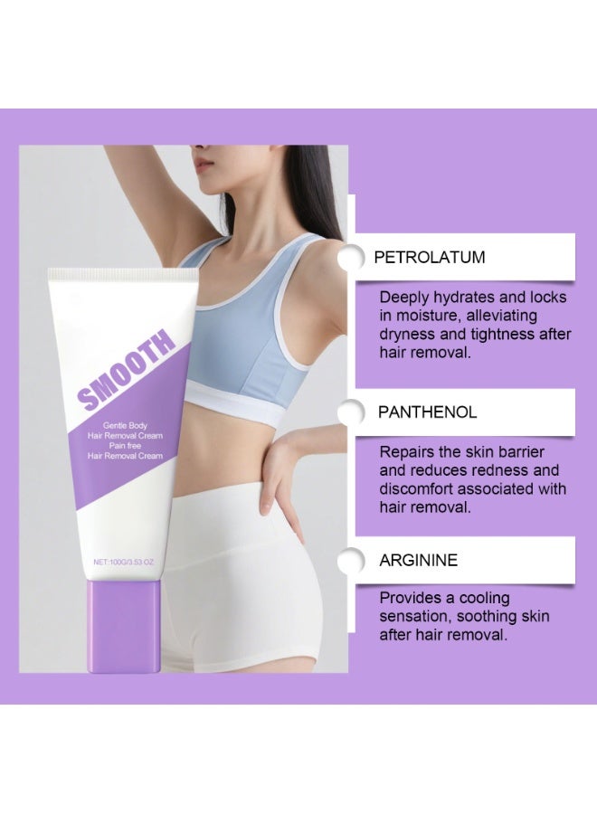 Smooth Gentle and Painless Hair Removal Cream 100g | Moisturizing and Hydrating, Suitable for the Whole Body. - Image 3