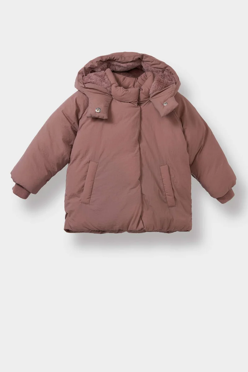ديفاكتو Baby Girl Hooded Snap Zippered Puffer Jacket