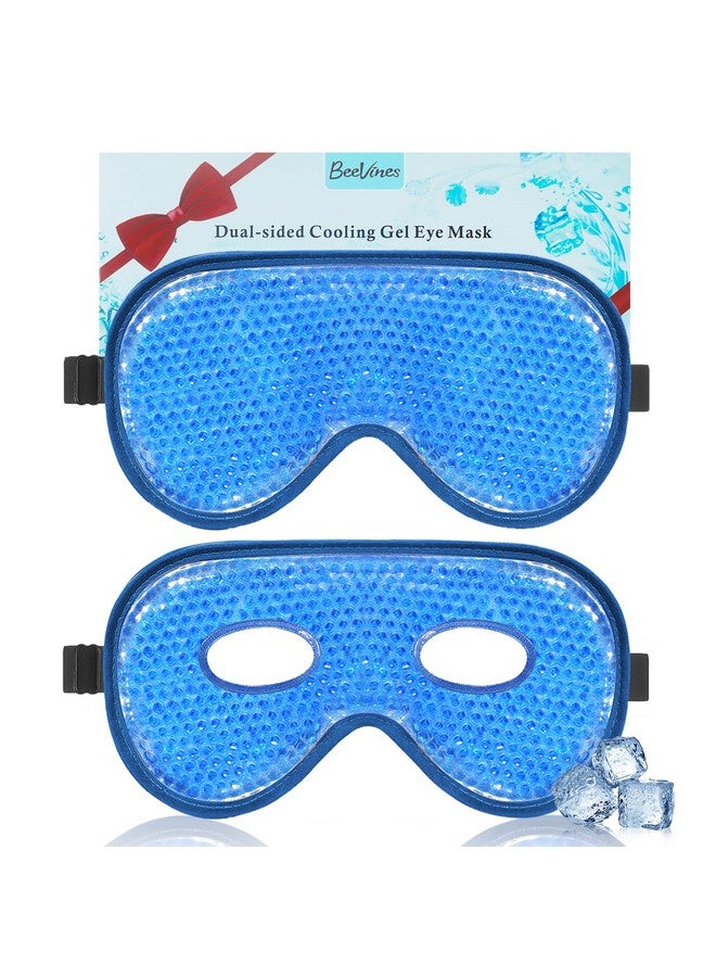 BeeVines Cooling Eye Mask, 2 Pack XL Jumbo Size Freezer Gel Eye Masks for Puffy Eyes Face, Ice Eye Mask, Cold & Warm Compress, Frozen Ice Pack for Post Eye Surgery & Allergies(Navy Blue) - Image 1