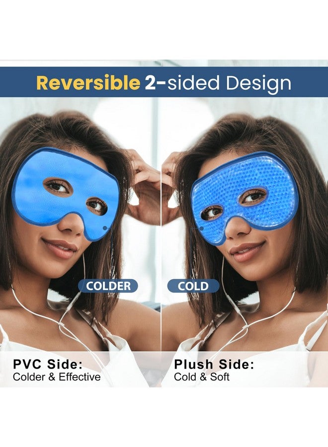 BeeVines Cooling Eye Mask, 2 Pack XL Jumbo Size Freezer Gel Eye Masks for Puffy Eyes Face, Ice Eye Mask, Cold & Warm Compress, Frozen Ice Pack for Post Eye Surgery & Allergies(Navy Blue) - Image 5