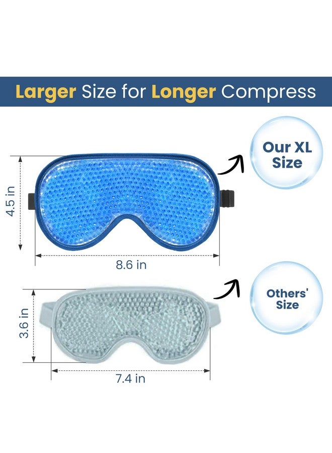 BeeVines Cooling Eye Mask, 2 Pack XL Jumbo Size Freezer Gel Eye Masks for Puffy Eyes Face, Ice Eye Mask, Cold & Warm Compress, Frozen Ice Pack for Post Eye Surgery & Allergies(Navy Blue) - Image 3