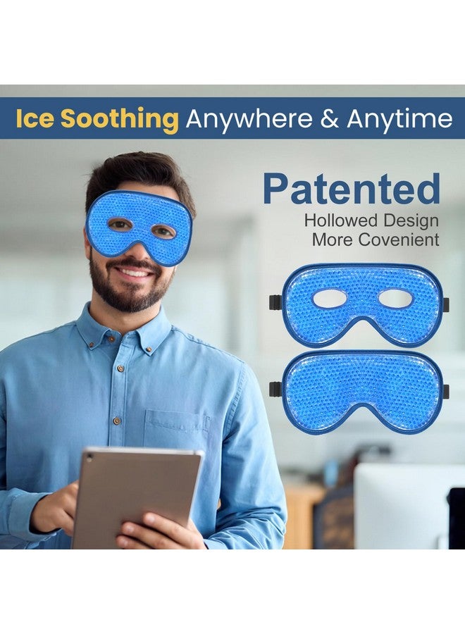 BeeVines Cooling Eye Mask, 2 Pack XL Jumbo Size Freezer Gel Eye Masks for Puffy Eyes Face, Ice Eye Mask, Cold & Warm Compress, Frozen Ice Pack for Post Eye Surgery & Allergies(Navy Blue) - Image 4