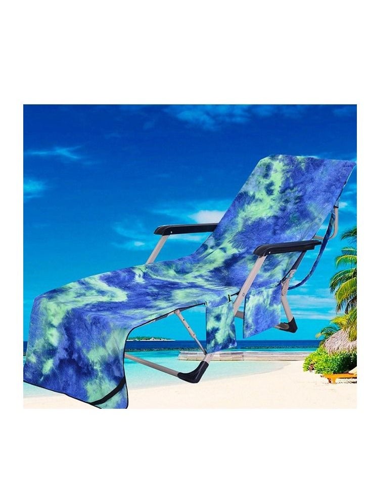 Y&D Lounge Chair Beach Towel Cover, Microfiber Large Pool Towels Recliners Towel Cover With Side Pockets Carrier For Holidays Sunbathing  - Image 1
