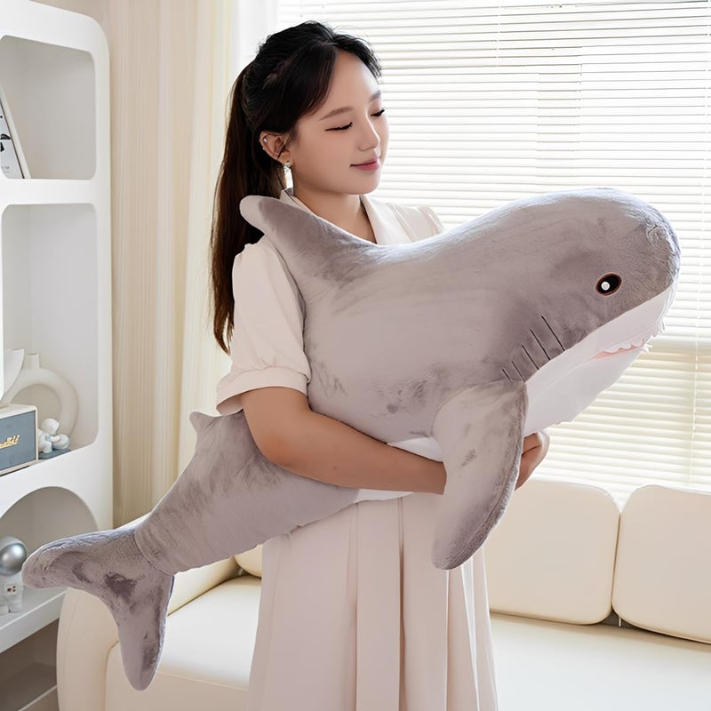 DongAi Plush Shark Toy Pillow, 31.4-inch Giant Shark Plush Animal Toy Super Soft and Cute Pillow Childrenâ€™s Boys and Girls Room Decoration Bedtime Gift (80CM,Blue) - Image 3