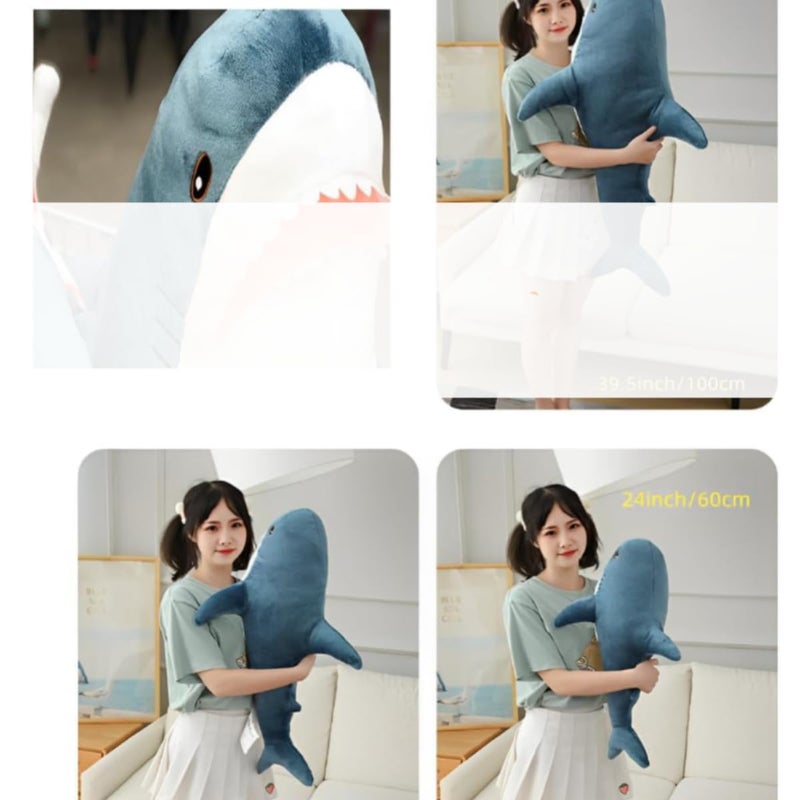 DongAi Plush Shark Toy Pillow, 31.4-inch Giant Shark Plush Animal Toy Super Soft and Cute Pillow Childrenâ€™s Boys and Girls Room Decoration Bedtime Gift (80CM,Blue) - Image 5