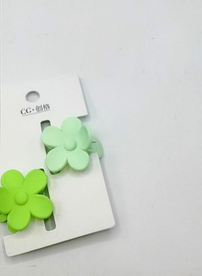 مشبكين شعر صغيرين على شكل وردة / اخضر - Image 2