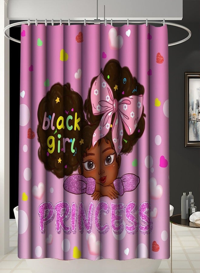 Jiospet African American Bathroom Set - Black Girl Shower Curtain Rugs Toilet Lid Cover and U Shape Mat 4PCS Decor Bath Sets with 12 Hooks, 70"x70" - Image 2