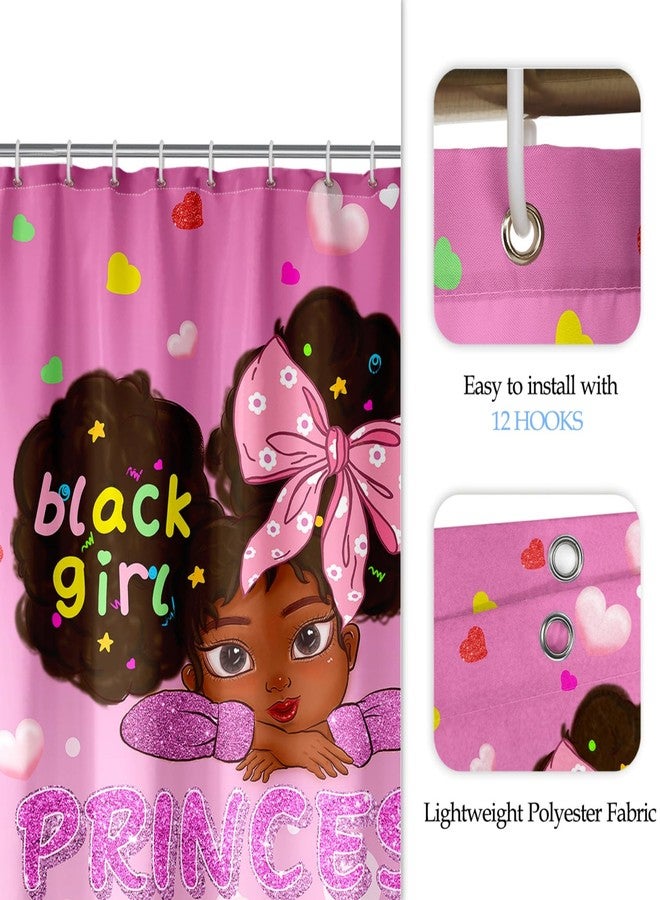 Jiospet African American Bathroom Set - Black Girl Shower Curtain Rugs Toilet Lid Cover and U Shape Mat 4PCS Decor Bath Sets with 12 Hooks, 70"x70" - Image 5