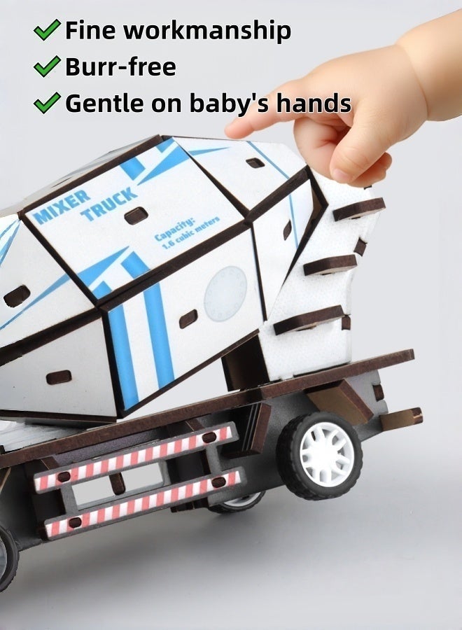 سعودي سيليكت لعبة شاحنة خلط خشبية ثلاثية الأبعاد جذابة - مجموعة تجميع نموذجية ممتعة لتعلم العلوم والتكنولوجيا والهندسة والرياضيات - Image 3