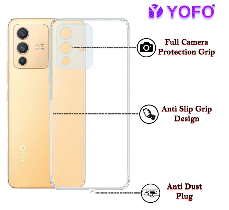 YOFO Back Cover for Vivo V23 Pro (5G) / Vivo S12 Pro (5G) (Flexible|Silicone|Transparent|Camera Protection|DustPlug) - Image 4
