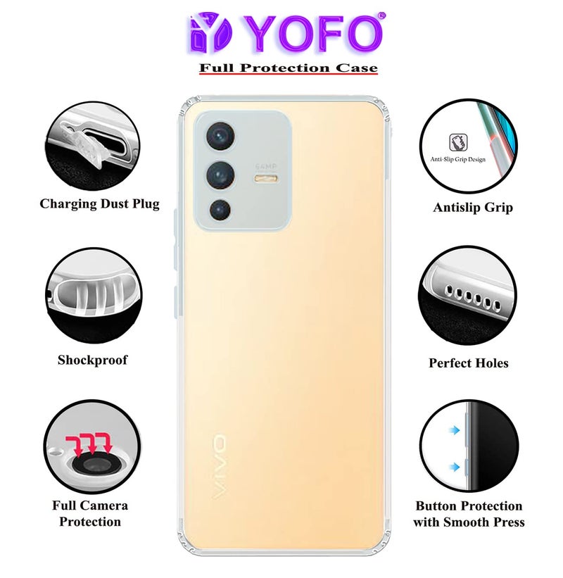 YOFO Back Cover for Vivo V23 Pro (5G) / Vivo S12 Pro (5G) (Flexible|Silicone|Transparent|Camera Protection|DustPlug) - Image 3
