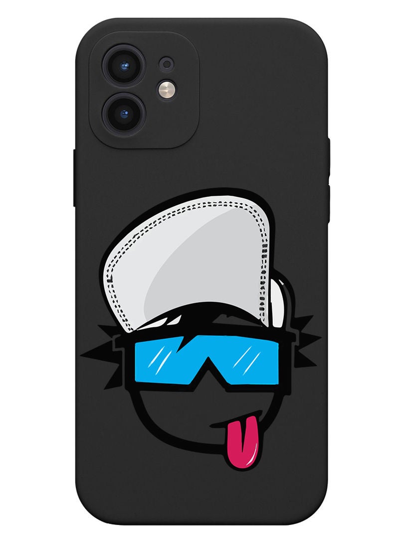 Theodor Protective Slim Fit Case Liquid Silicone Cover with Full Body Protection Anti-Scratch Shockproof Case For iPhone 12 Black  - Croissant B - Image 1