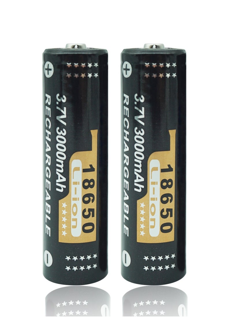Generic 2 Pack 3000mAh 18650 Battery Button Top Battery, 3.7V Rechargeable Li-Ion Battery for Electric Tools, Toys, LED Flashlights, Torch, and Etc  - Image 1
