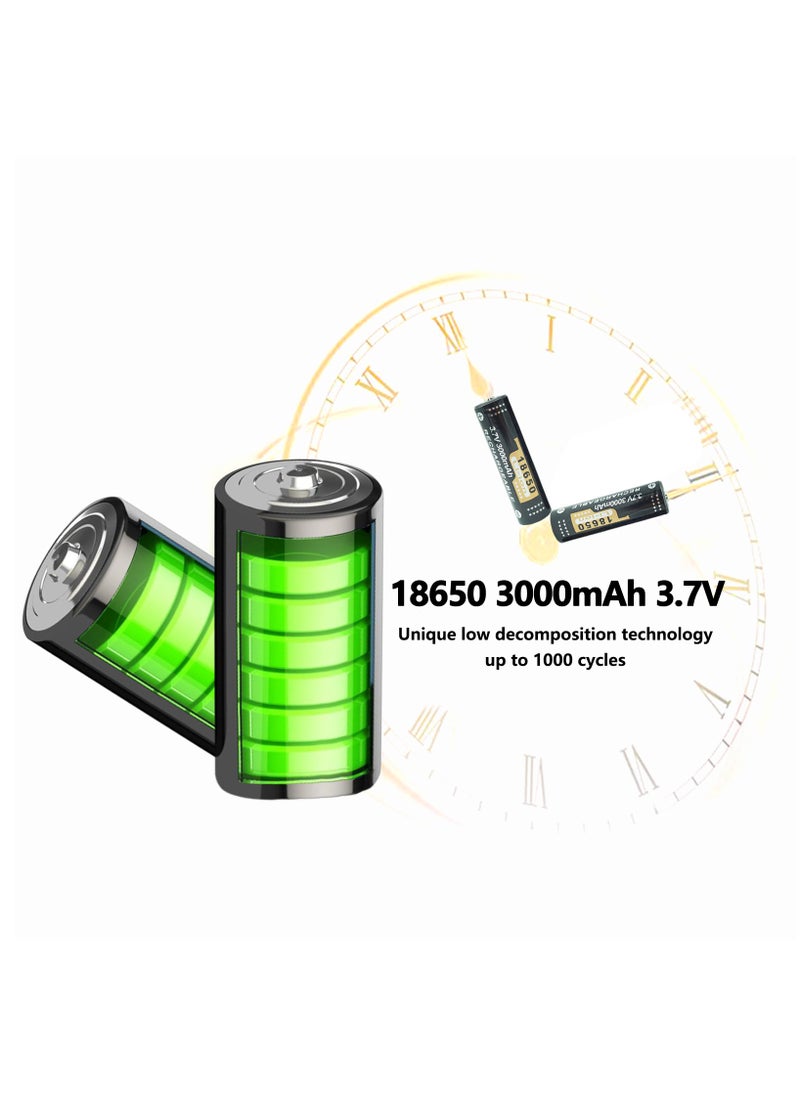 Generic 2 Pack 3000mAh 18650 Battery Button Top Battery, 3.7V Rechargeable Li-Ion Battery for Electric Tools, Toys, LED Flashlights, Torch, and Etc  - Image 3