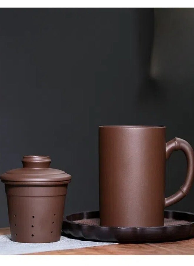 Large Capacity Business Ceramic Tea Cup With Lid Filter, High-end Customized Yixing Purple Clay Teapot For Chinese Tea Sets (500ml)