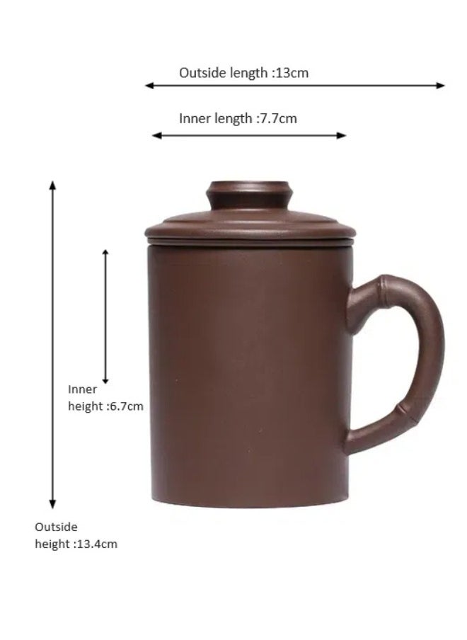 Large Capacity Business Ceramic Tea Cup With Lid Filter, High-end Customized Yixing Purple Clay Teapot For Chinese Tea Sets (500ml)