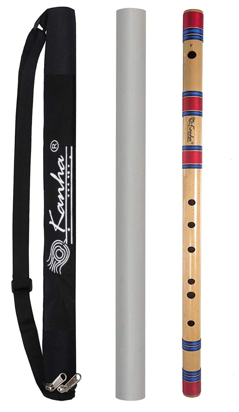 Kanha Flutes F Scale Natural Base Assam Bamboo Flute Musical Instrument Size 29 Inch Bansuri Right Handed with Flute Cover - Image 1