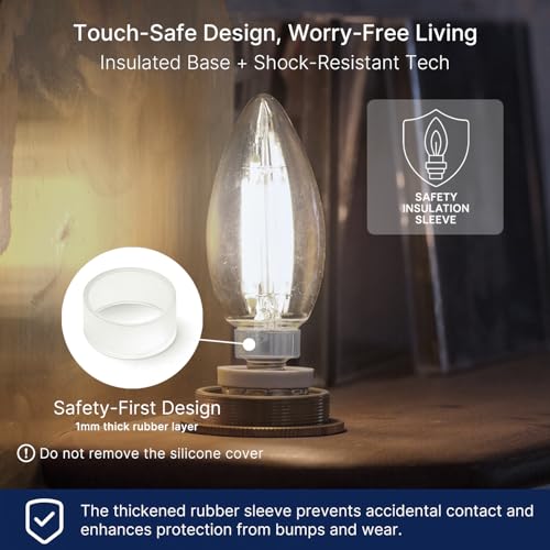 FLSNT 5000K Daylight B10 Dimmable LED E12 Candelabra Bulbs, 40W Equivalent LED Chandelier Light Bulbs, 450LM, Clear Glass Finishing, 12 Pack UL,CA65 Listed. - Image 3