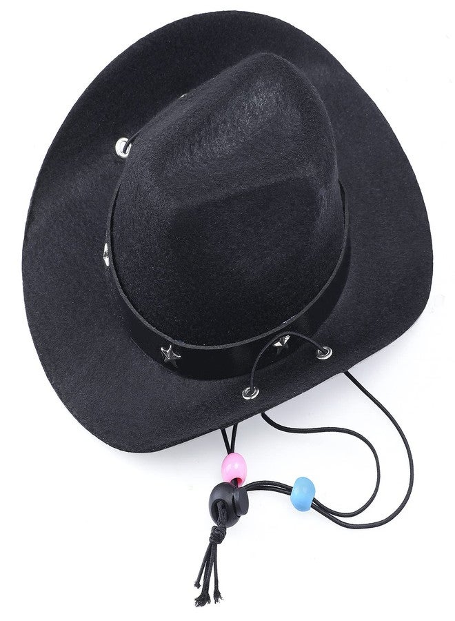 Yewong Pet Cowboy Costume Accessories Dog Cat Pet Size Cowboy Hat and Bandana Scarf West Cowboy Accessories for Puppy Kitten Party Festival and Daily Wearing Set of (Black hat+Black bib) - Image 2