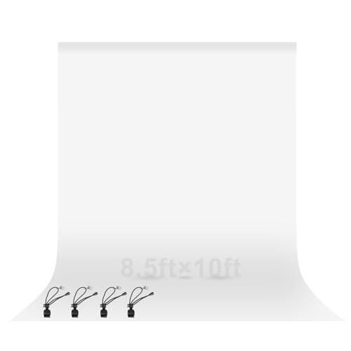 EMART 8.5x10 ft White Backdrop for Photography, Large Party Photo Background Curtain Drapes, Washable Polyester Fabric Back Drop Screen Sheet for Birthday Video Studio Portrait Photoshoot - Image 1