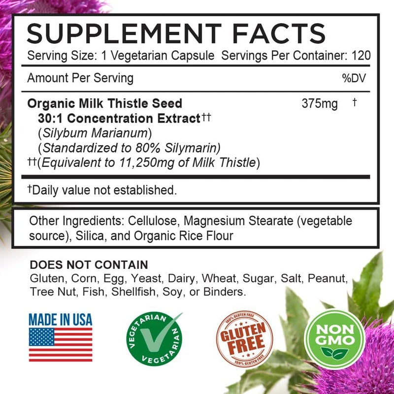 FarmHaven USDA Organic Milk Thistle Capsules  30X Concentrated Seed Extract  80 Silymarin Standardized  Supports Liver Function and Overall Health  NonGMO  240 Veggie Capsules - Image 5