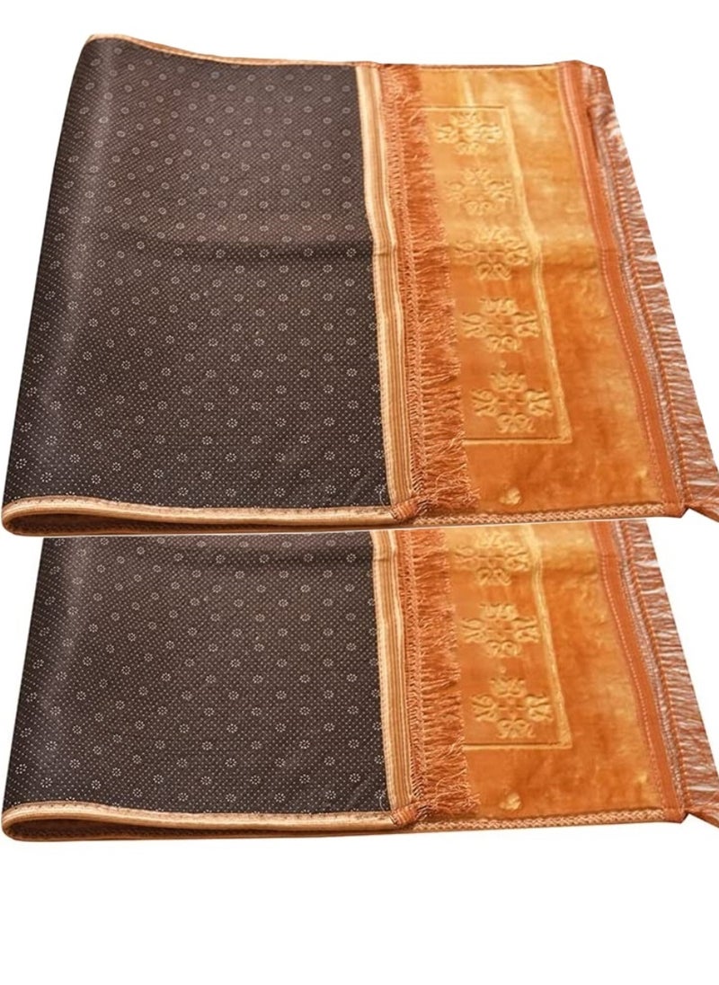 2 Pieces Premium Comfort Prayer Mat Soft and Durable Prayer Mat Beige Color 120x80cm  - Image 1