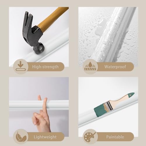 TRAIN2 ART Set Peel and Stick Door Moulding kit, Self-Adhesive PreAssembled Door Panel Trim for Wall Mirror Window FrameDecor (Top 22"x48" Bottom 22"x 15") - Image 4