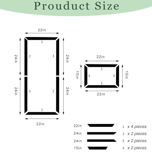 TRAIN2 ART Set Peel and Stick Door Moulding kit, Self-Adhesive PreAssembled Door Panel Trim for Wall Mirror Window FrameDecor (Top 22"x48" Bottom 22"x 15") - Image 2