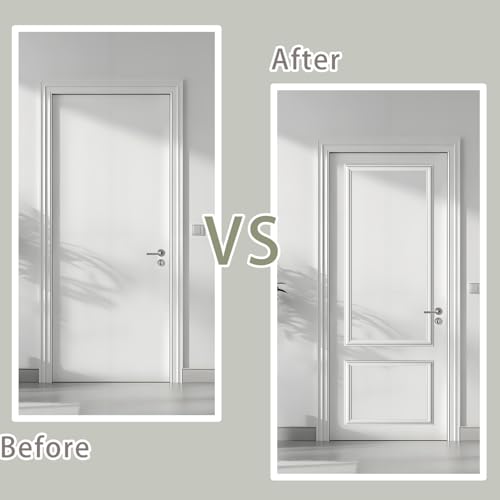 TRAIN2 ART Set Peel and Stick Door Moulding kit, Self-Adhesive PreAssembled Door Panel Trim for Wall Mirror Window FrameDecor (Top 22"x48" Bottom 22"x 15") - Image 3
