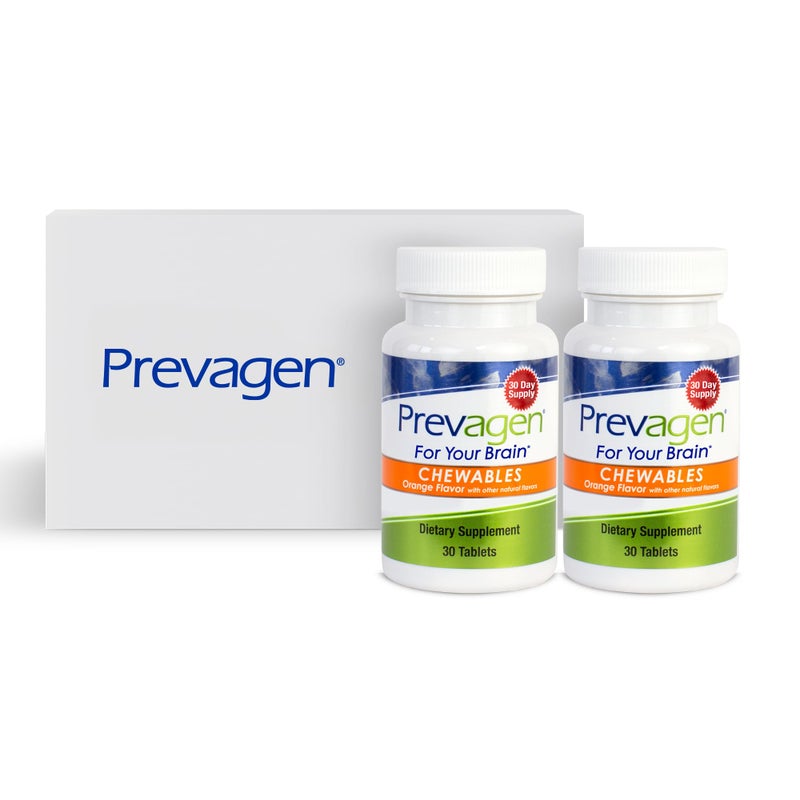 Prevagen Prevagen Regular Strength 10mg 30 Chewables Orange2 Pack with Apoaequorin Vitamin D with Attractive and Stackable Prevagen Storage Box