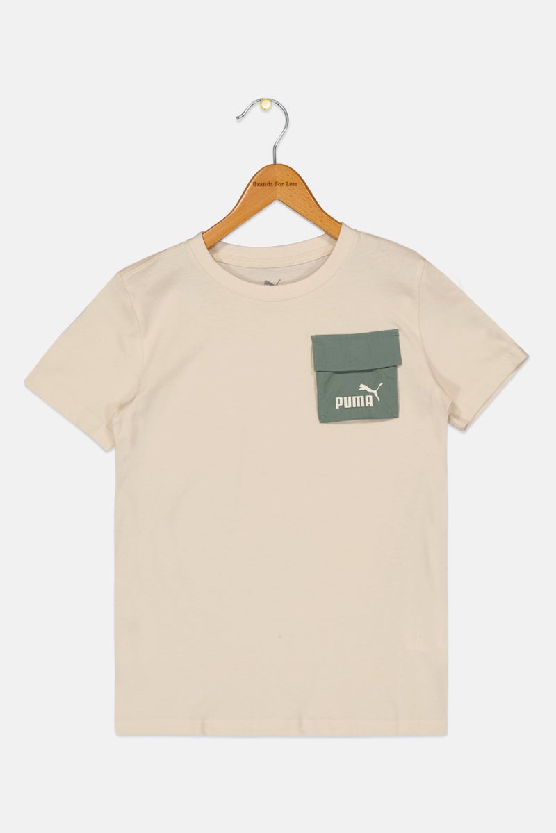 PUMA Kids Boy Sportswear Fit Short Sleeve Outdoor T-Shirt, Beige - Image 2
