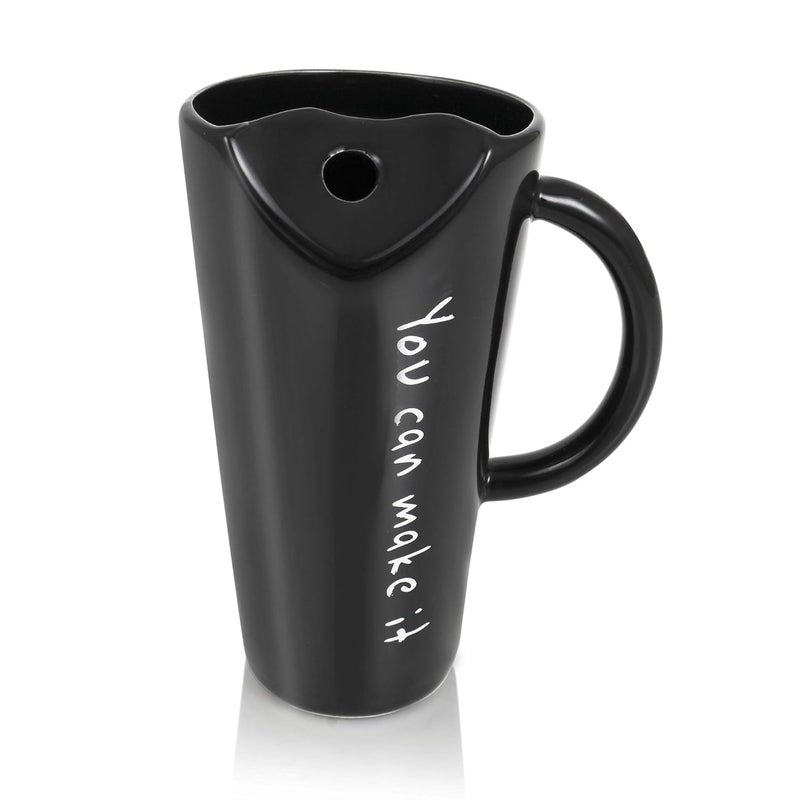 Urban Snackers Porcelain Mug with Metal Straw for Coffee, Tea, Milk, Beverages 500ml - Black Color - Pack of 1 - Image 1
