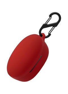 ماركة غير محددة حقيبة حمل من السيليكون متوافقة مع Anker Soundcore Life P2 Mini، غطاء محمول مقاوم للخدش مع حلقة تسلق (أحمر) 