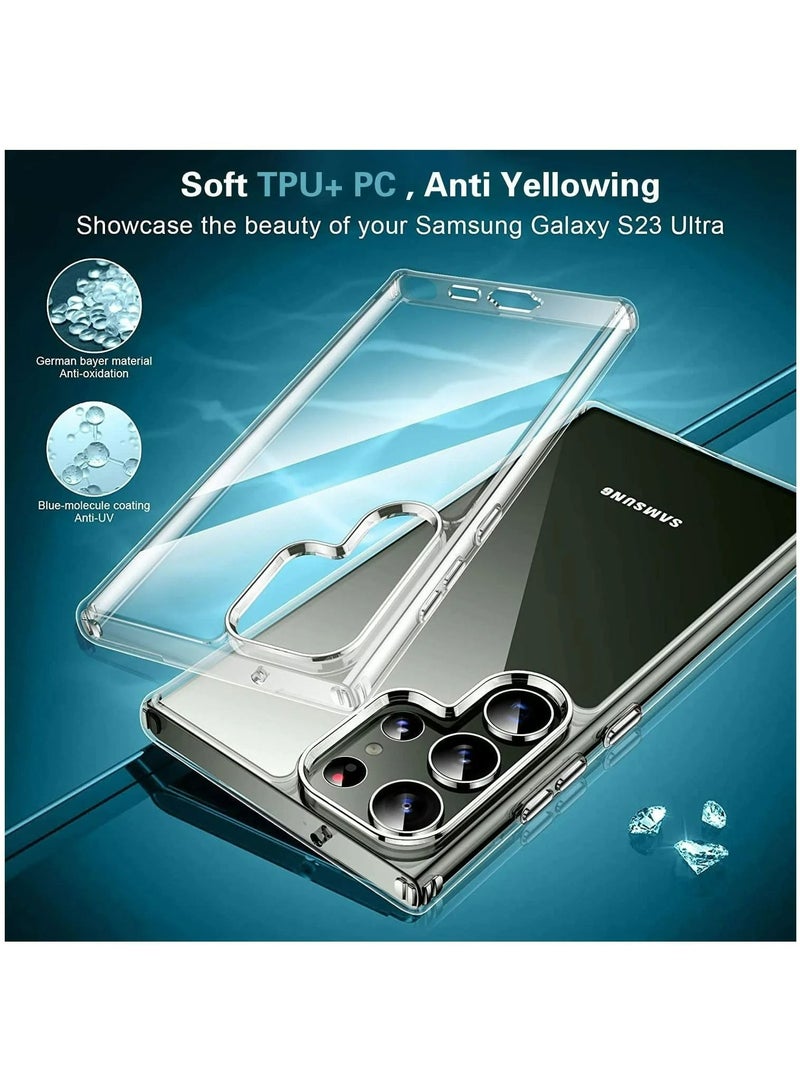 سامسونج غالاكسي S23 سوبر حالة واقية شفافة وشفافة عالية صدمة دليل الهاتف المحمول حالة ، أربعة زاوية كيس الهواء المضادة للسقوط ، صدمة دليل حماية شاملة ، الأصفر ، الصفر دليل - Image 2