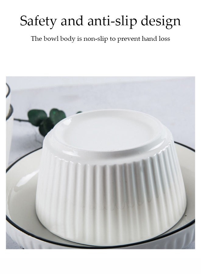 DUNISO Seven-Piece，Dinner Set White，Sauce Dish Ceramic Dipping Sauce Bowl, Fresh-Keeping Bowl, Serving Bowl, Suitable For Desserts, Appetizers, Tomato Sauce, Salad, Sushi, Noodles, Soup, High Borosilicate Fresh-Keeping Bowl With Two Small Spoons  - Image 3
