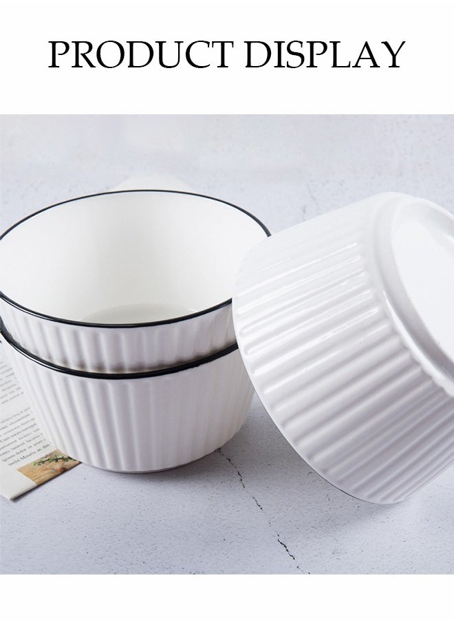 DUNISO - Seven-Piece，Dinner Set White，Sauce Dish Ceramic Dipping Sauce Bowl, Fresh-Keeping Bowl, Serving Bowl, Suitable For Desserts, Appetizers, Tomato Sauce, Salad, Sushi, Noodles, Soup, High Borosilicate Fresh-Keeping Bowl With Two Small Spoons - Image 1