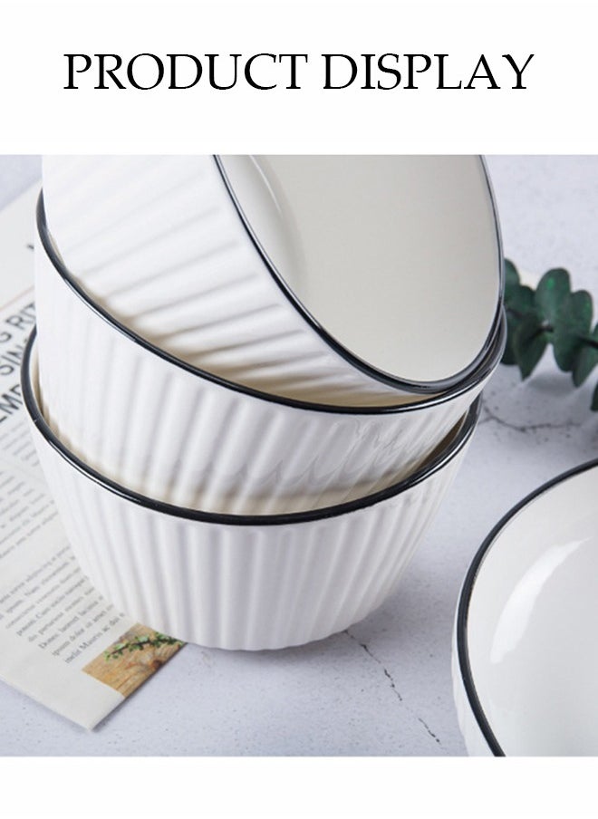 DUNISO - Seven-Piece，Dinner Set White，Sauce Dish Ceramic Dipping Sauce Bowl, Fresh-Keeping Bowl, Serving Bowl, Suitable For Desserts, Appetizers, Tomato Sauce, Salad, Sushi, Noodles, Soup, High Borosilicate Fresh-Keeping Bowl With Two Small Spoons - Image 1