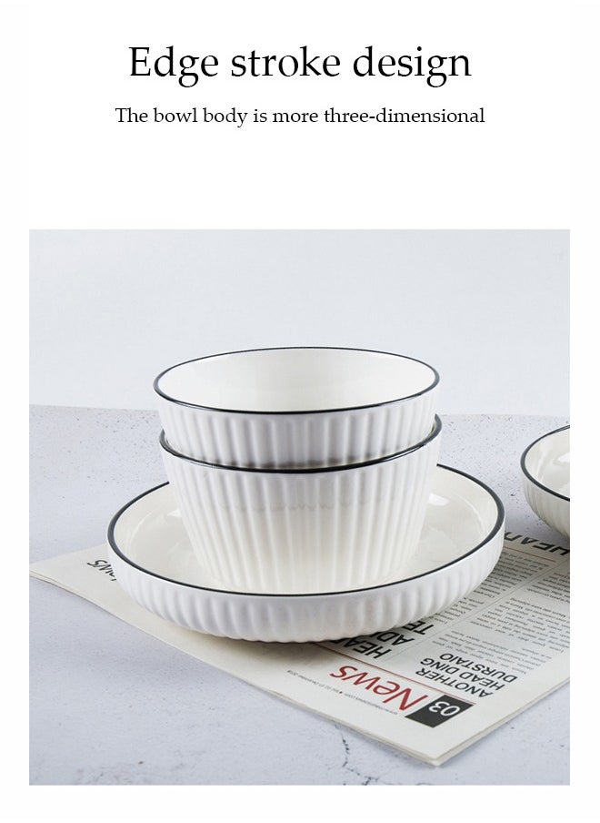 DUNISO Seven-Piece，Dinner Set White，Sauce Dish Ceramic Dipping Sauce Bowl, Fresh-Keeping Bowl, Serving Bowl, Suitable For Desserts, Appetizers, Tomato Sauce, Salad, Sushi, Noodles, Soup, High Borosilicate Fresh-Keeping Bowl With Two Small Spoons  - Image 4