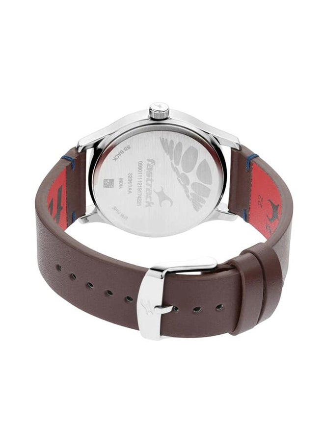 fastrack I Love Me Quartz Analog Blue Dial Leather Strap Watch For Guys 3236Sl02  - Image 4