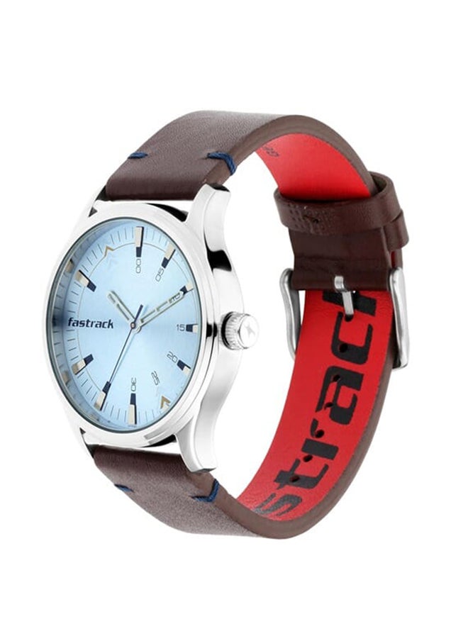 fastrack I Love Me Quartz Analog Blue Dial Leather Strap Watch For Guys 3236Sl02  - Image 2