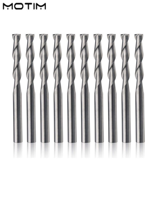 Motim 10 PCS 3.175 17mm Carbide Flat Nose End Mill CNC Router Bits Double Flute Upcut Spiral Set Tool Nylon Resin ABS Acrylic PVC MDF Hardwood  - Image 1