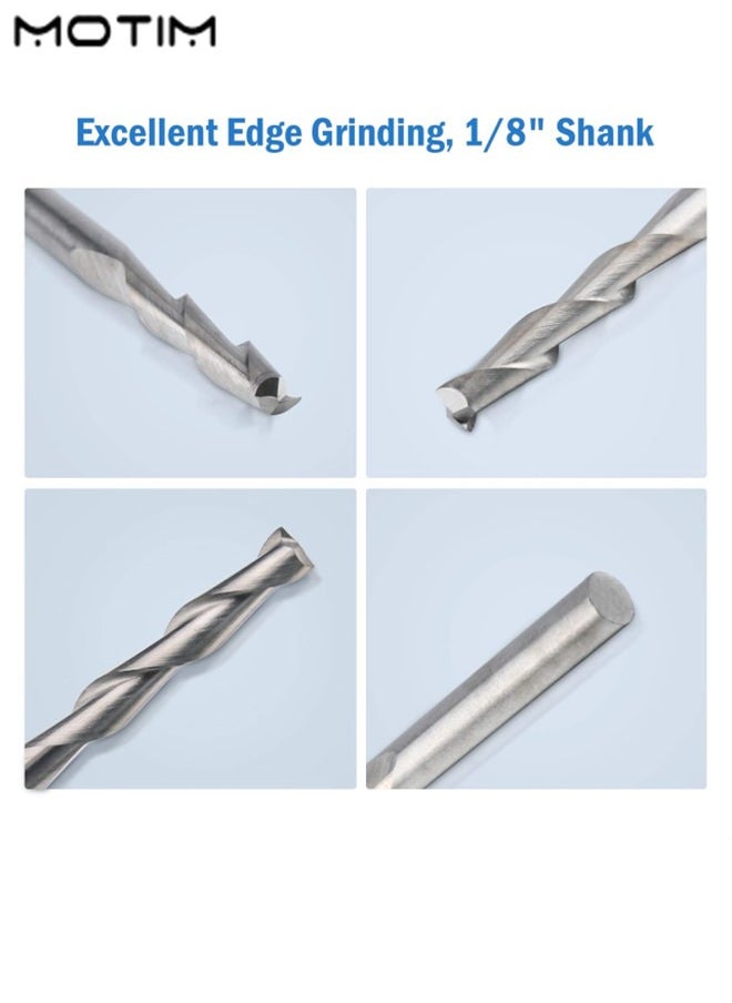 Motim 10 PCS 3.175 17mm Carbide Flat Nose End Mill CNC Router Bits Double Flute Upcut Spiral Set Tool Nylon Resin ABS Acrylic PVC MDF Hardwood  - Image 3