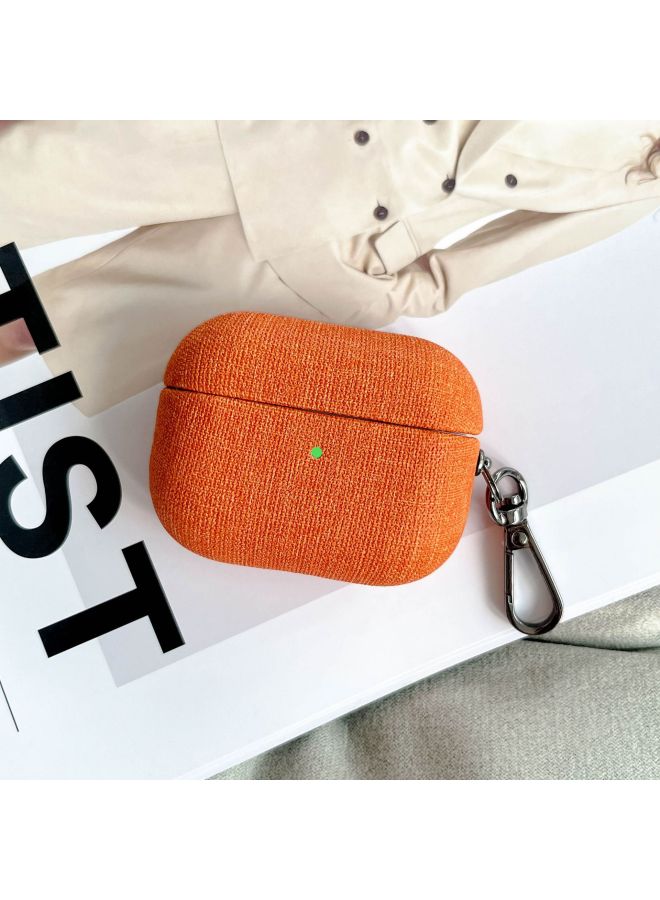 Simple Pure Color Cloth Texture Bluetooth Earphone Protective Case For AirPods4 Pro2 For Apple Portable Universal Style Imprinted-Color:Black (cloth)-Applicable Model:airpods 4 - Image 2