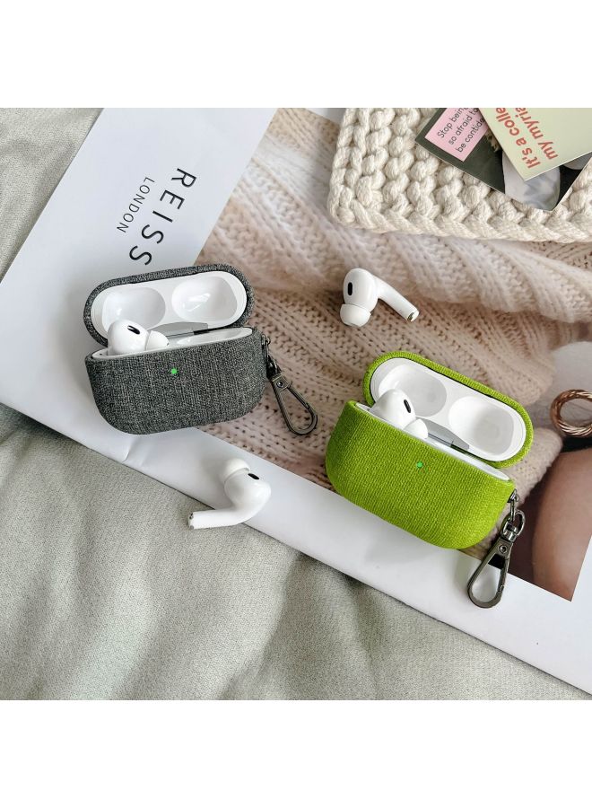 Simple Pure Color Cloth Texture Bluetooth Earphone Protective Case For AirPods4 Pro2 For Apple Portable Universal Style Imprinted-Color:Black (cloth)-Applicable Model:airpods 4 - Image 5